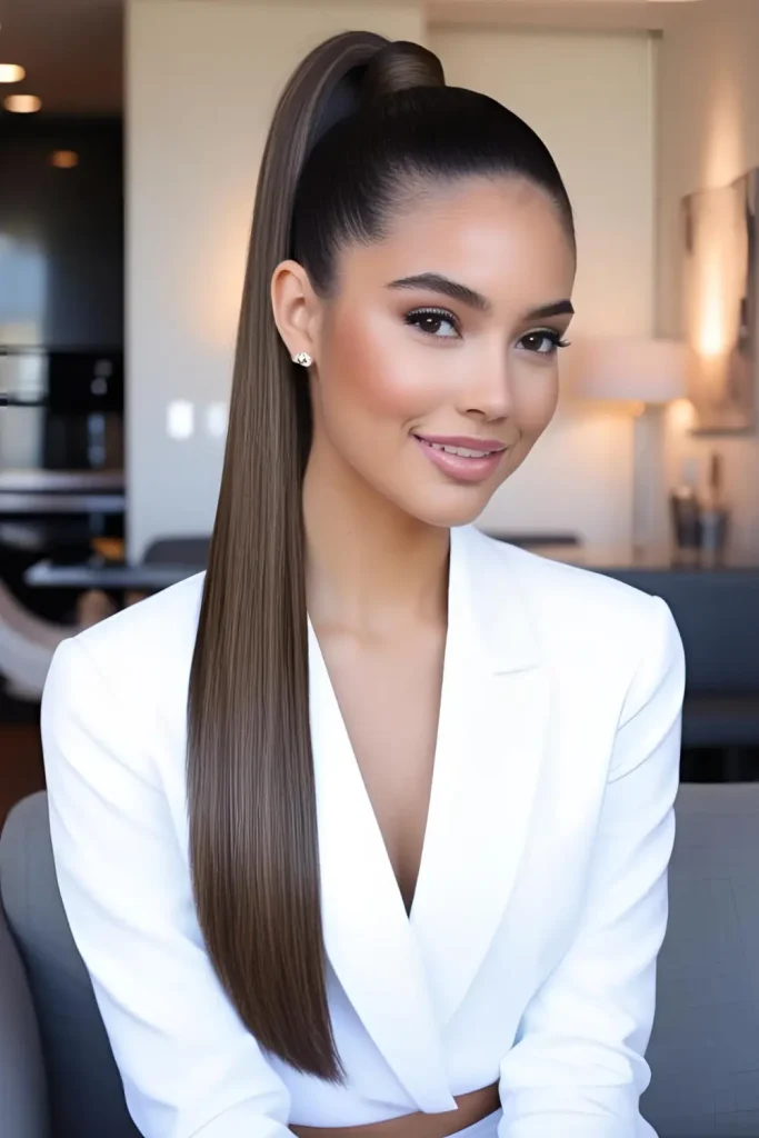 15 Hairstyles for Oval-Shaped Face High ponytail