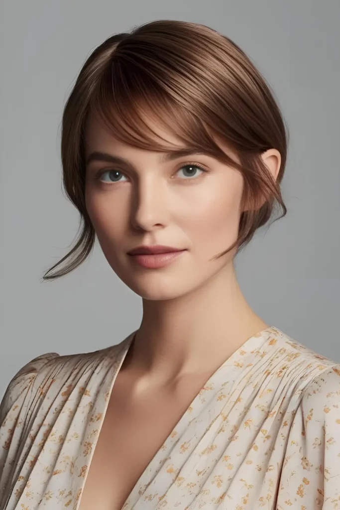 15 Hairstyles for Oval-Shaped Face Side-swept bangs