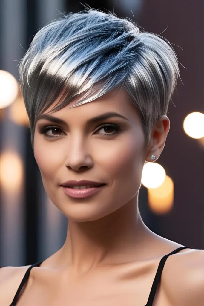 Metallic Silver Pixie Cut