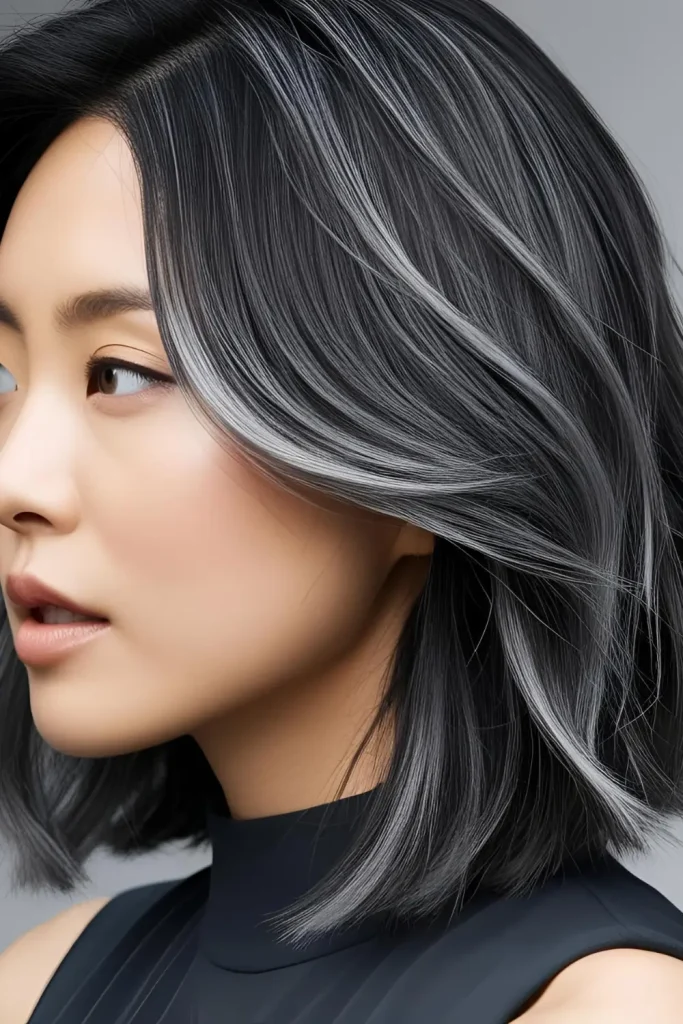 15 Shining Hairstyles With Silver Highlights Charcoal Gray with Silver Accents