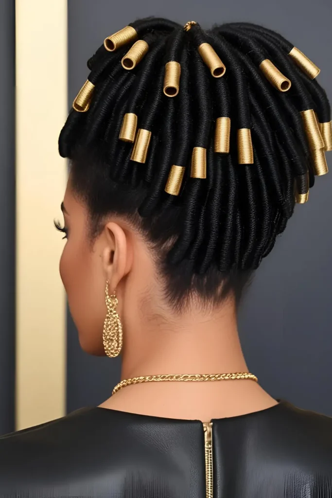 15 Stylish Hairstyles With Dyed Locs  Black and Gold Locs