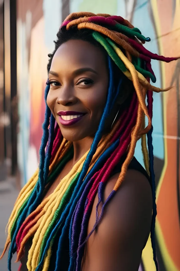 15 Stylish Hairstyles With Dyed Locs  Bold Rainbow Locs