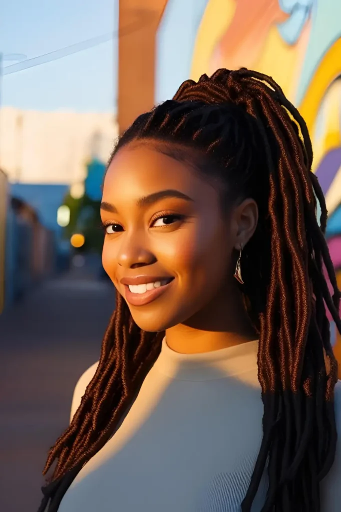 15 Stylish Hairstyles With Dyed Locs  Caramel Highlights on Locs