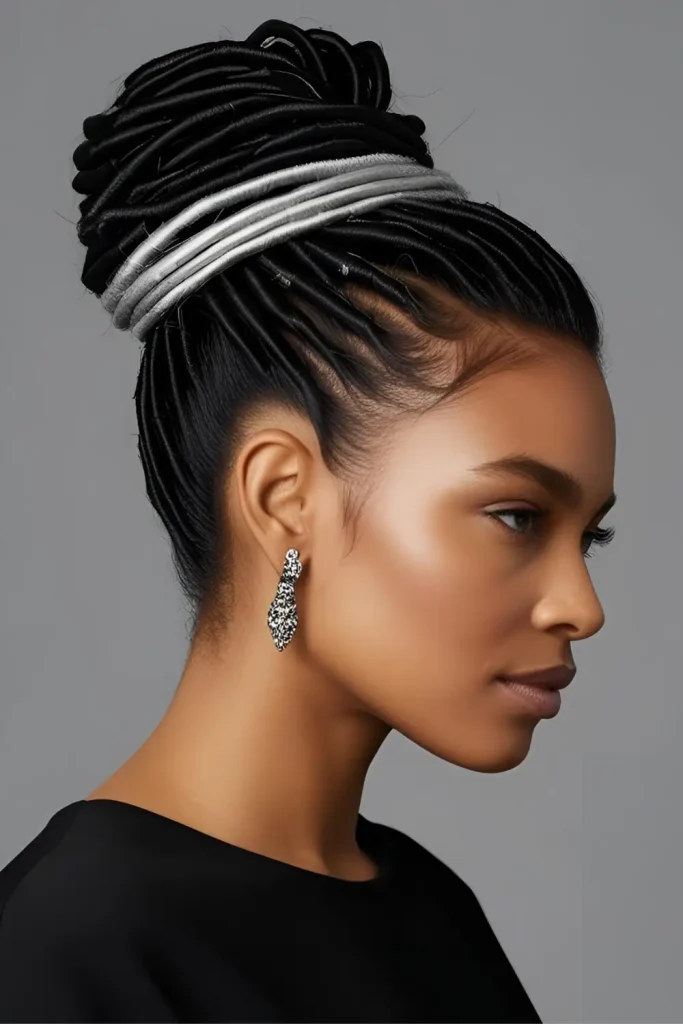 15 Stylish Hairstyles With Dyed Locs  Jet Black Locs with Silver Tips