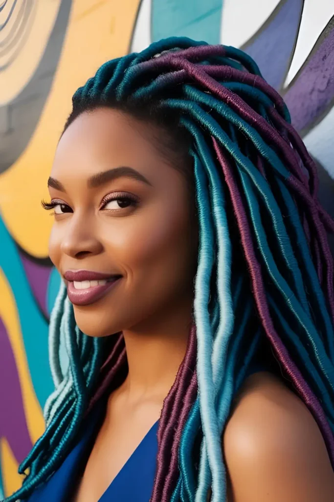 15 Stylish Hairstyles With Dyed Locs  Teal and Blue Locs
