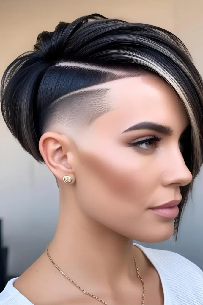 20 Edgy Side-Shaved Hairstyles to Stand Out! Asymmetrical bob with a side shave