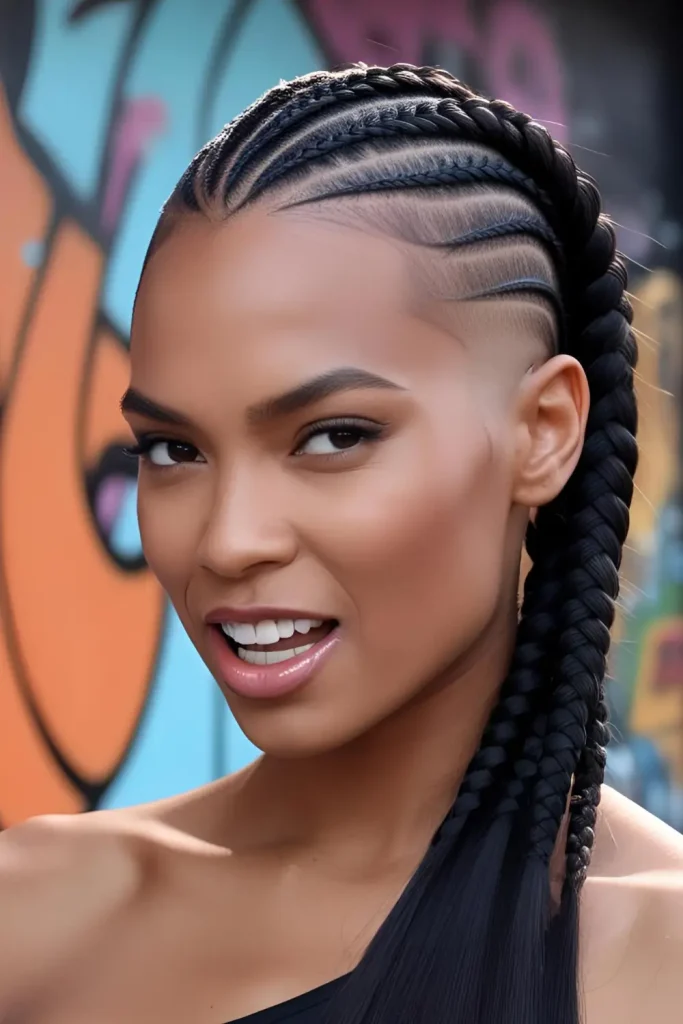 Faux side shave with tight braids