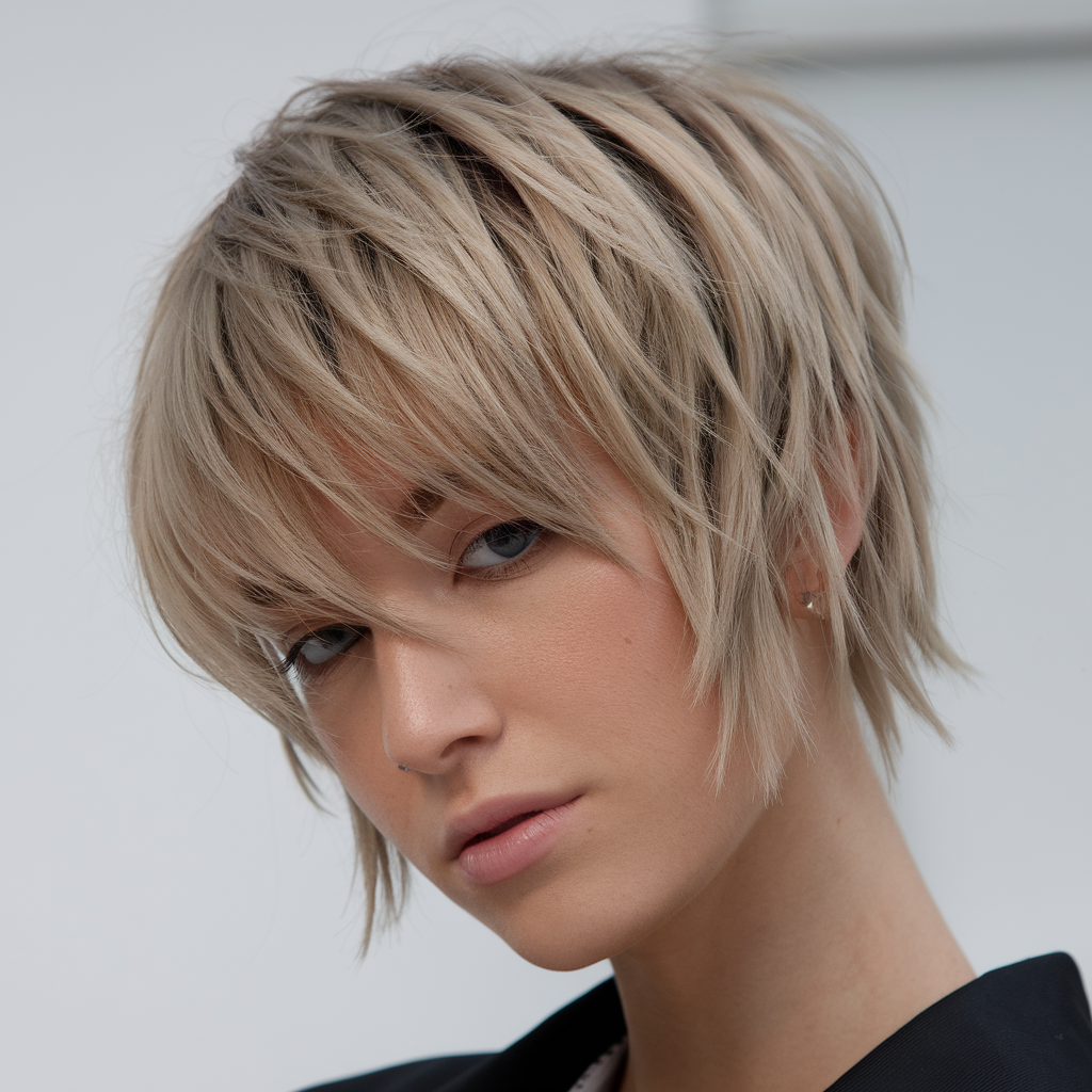 Ash Blonde with Layered Shag