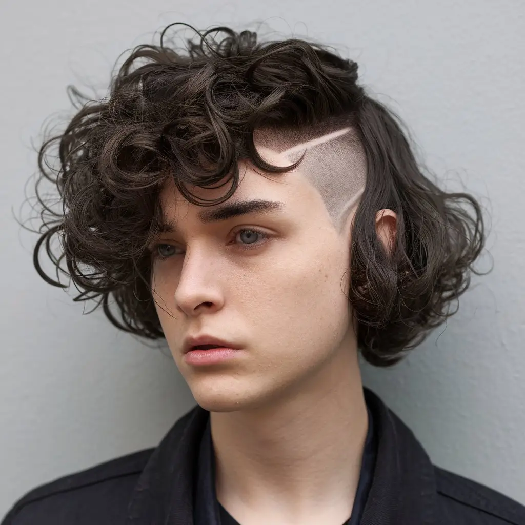 Asymmetrical Curly Wolf Cut