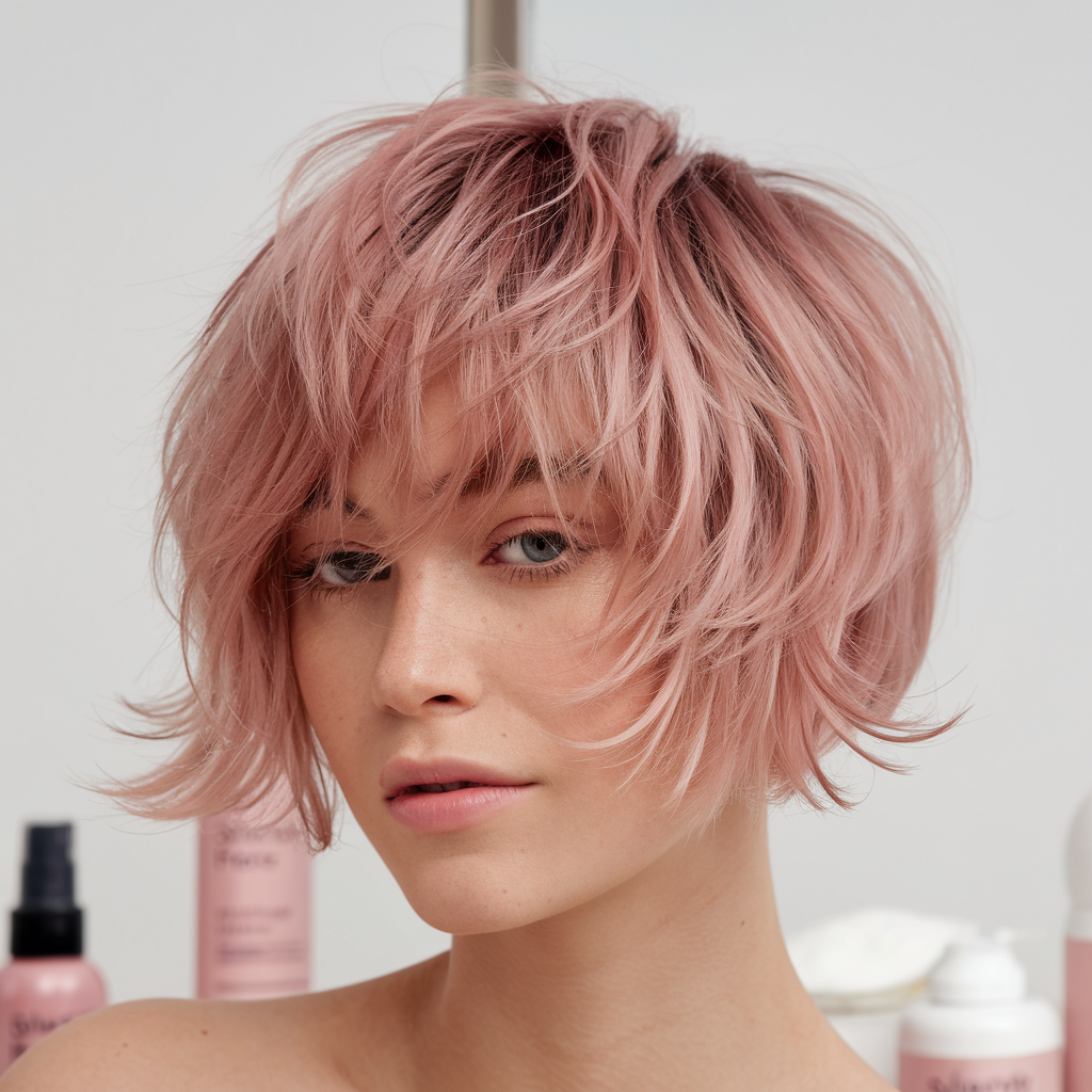 Blush Pink with Voluminous Shag