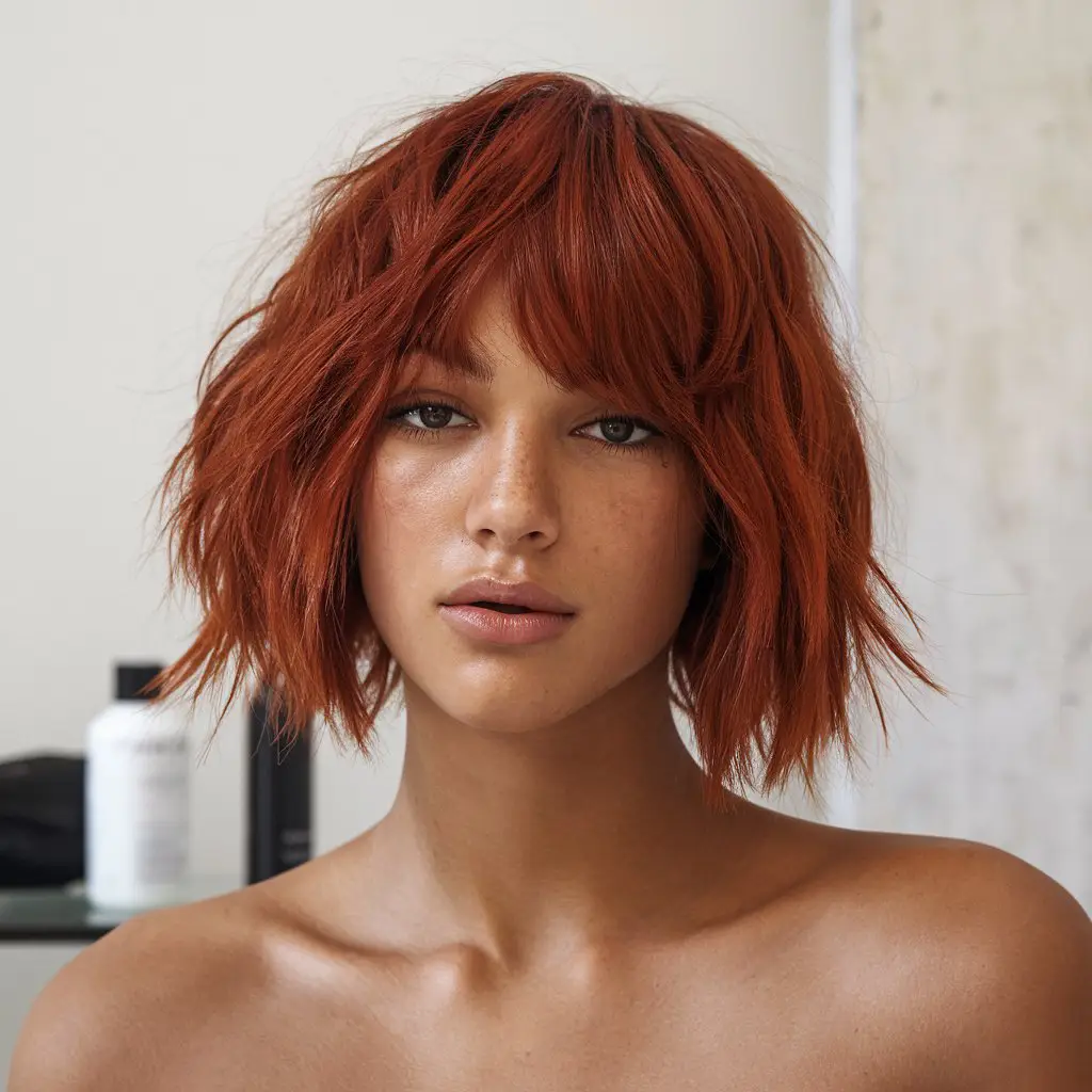 Cinnamon Red with Feathered Bangs