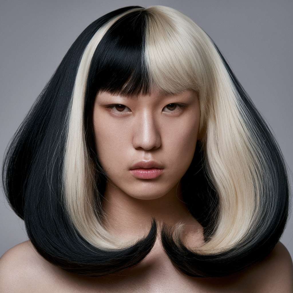 Classic Black and Platinum Blonde Skunk Hair