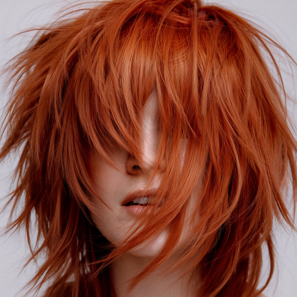 Copper Red Wolf Cut with Messy Texture