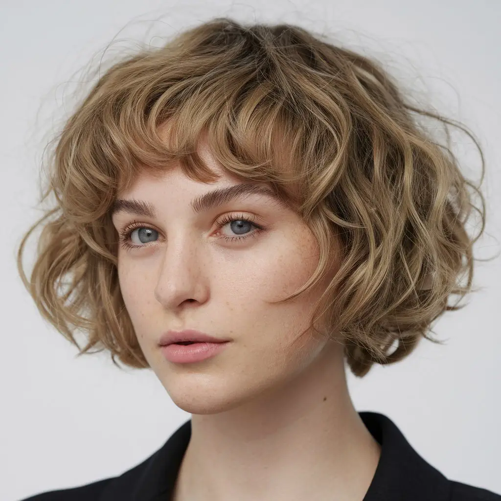 Curly Pixie Cut with a Fringe