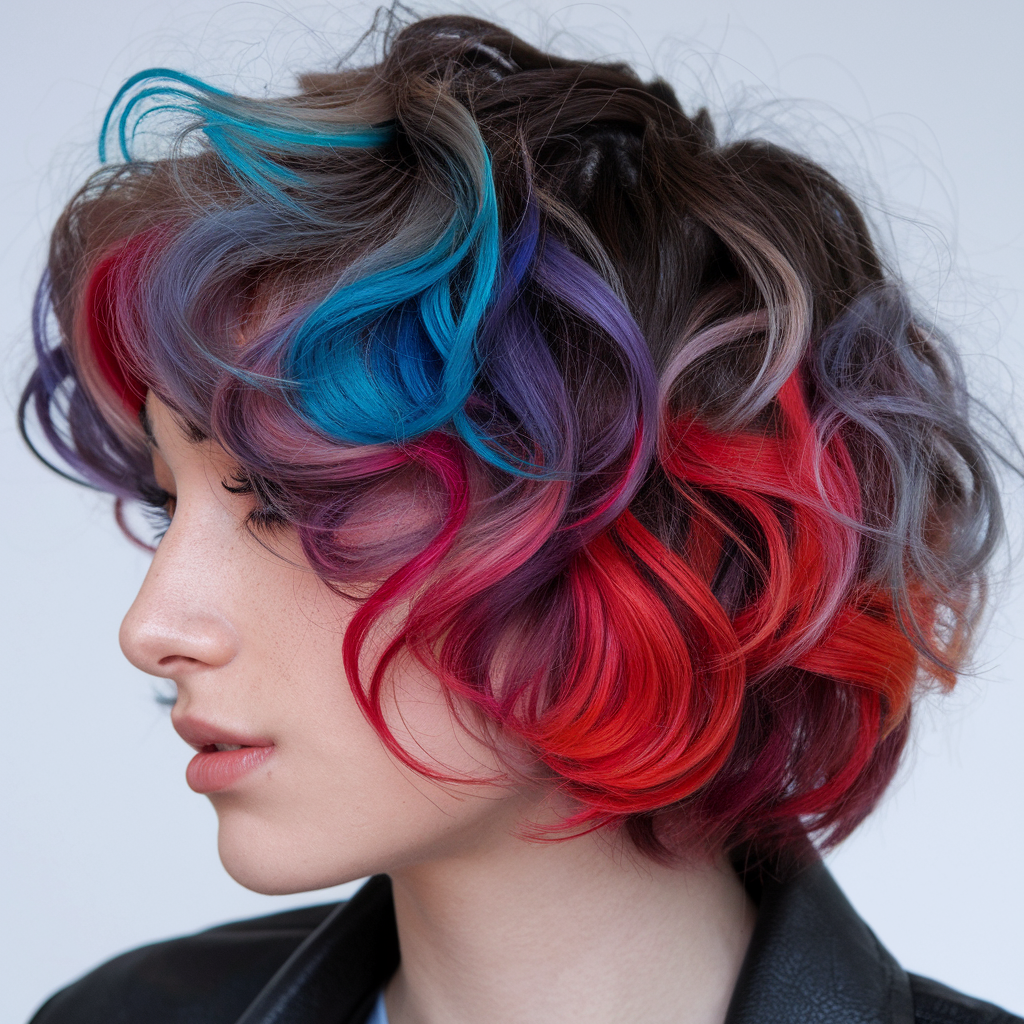 Curly Pixie with Color Contrast