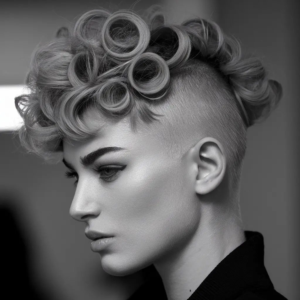 Curly Pixie with Shaved Sides