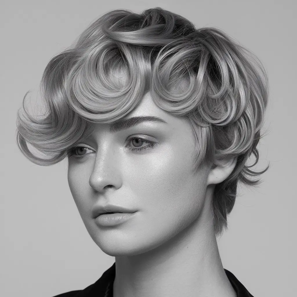 Curly Pixie with a Side Sweep