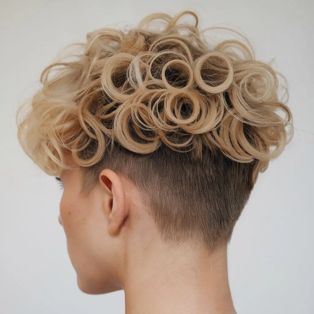 Curly Pixie with a Tapered Back