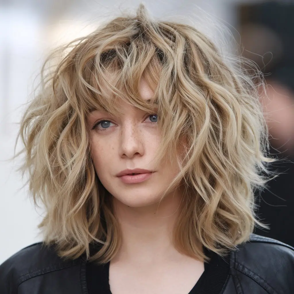 Curly Shag with Curtain Bangs