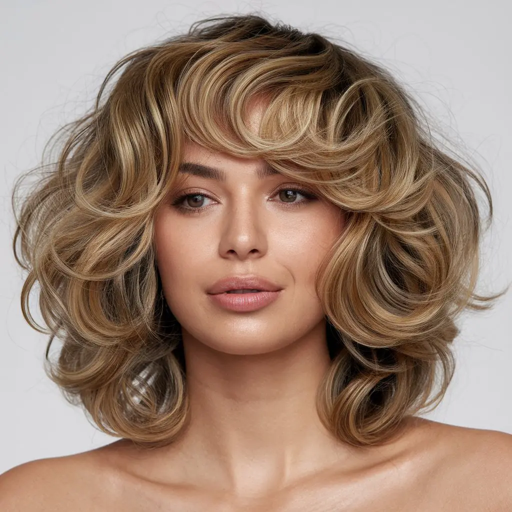 Curly Shag with Curved Layers