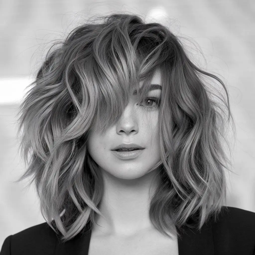 Curly Shag with a Deep Side Part
