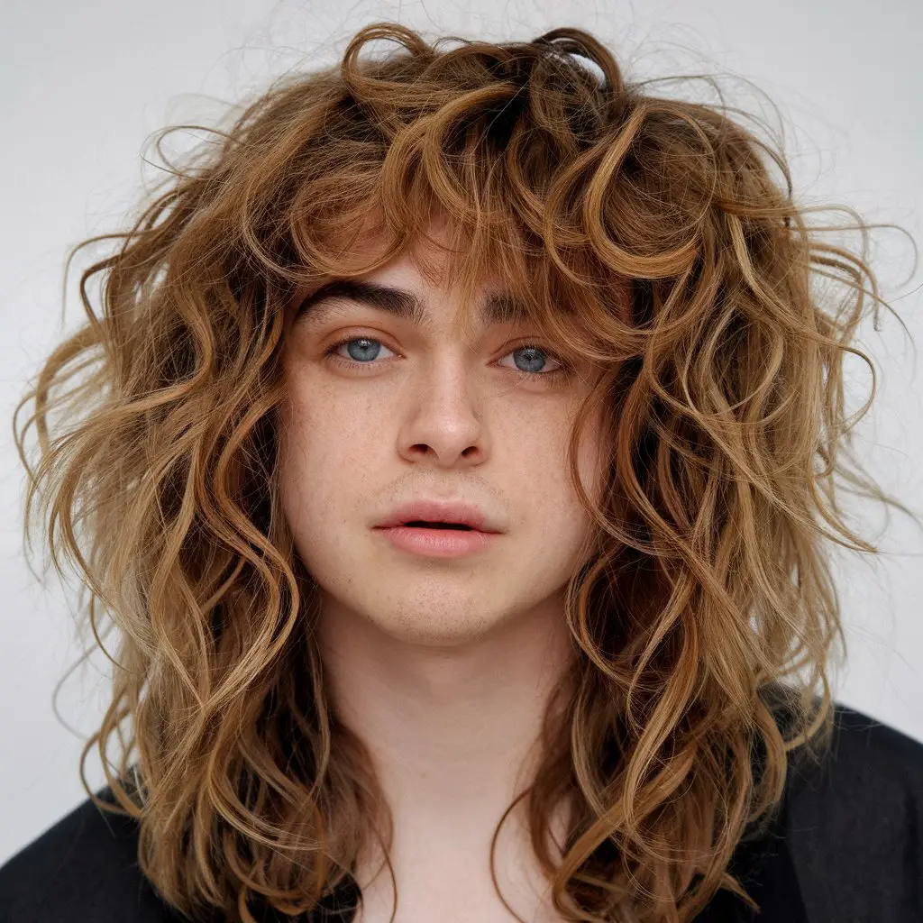 Curly Wolf Cut with Curly Bangs