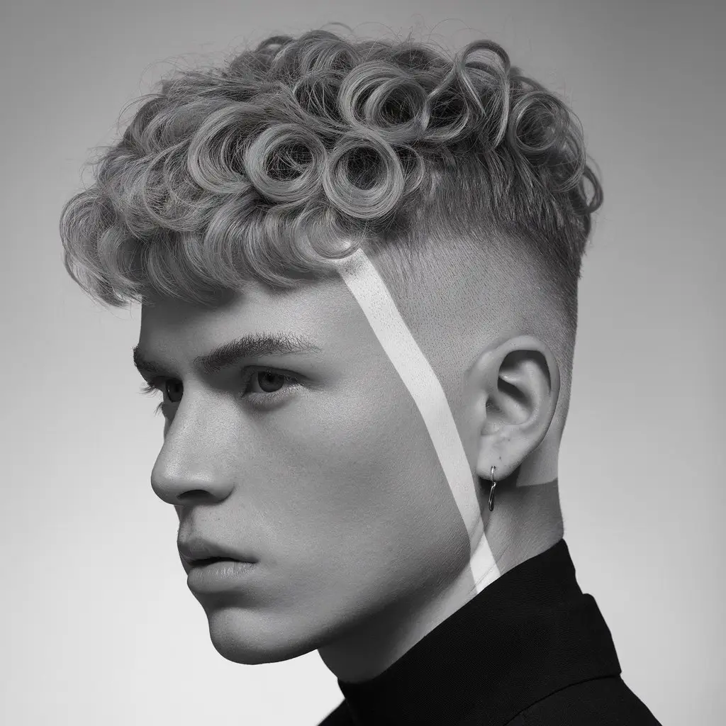 Curly Wolf Cut with High Fade