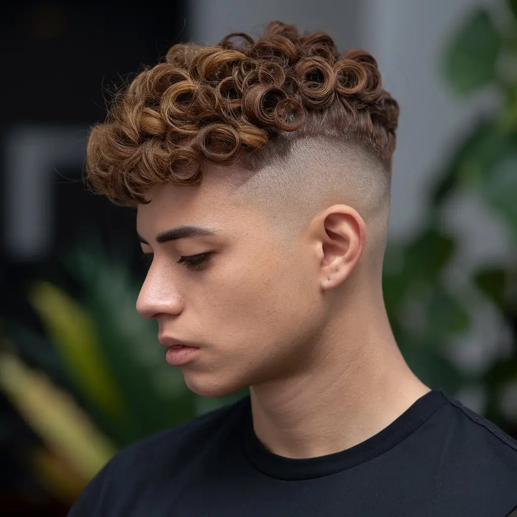 Curly Wolf Cut with Low Fade