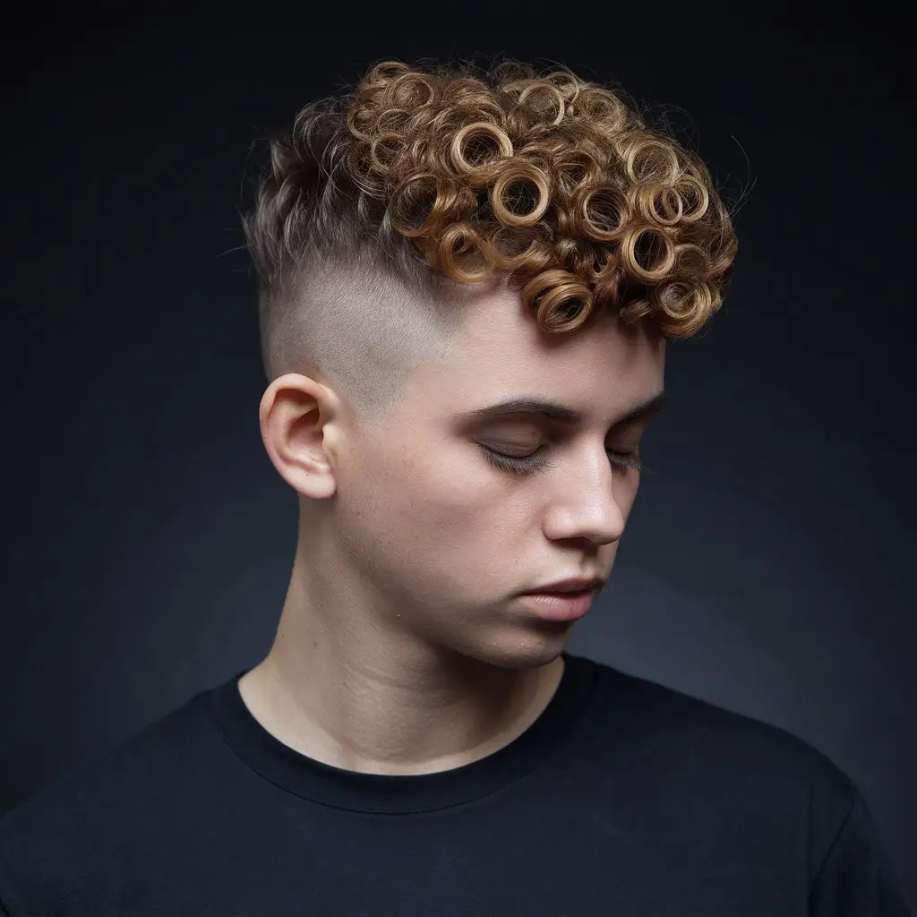 Curly Wolf Cut with Shaved Sides