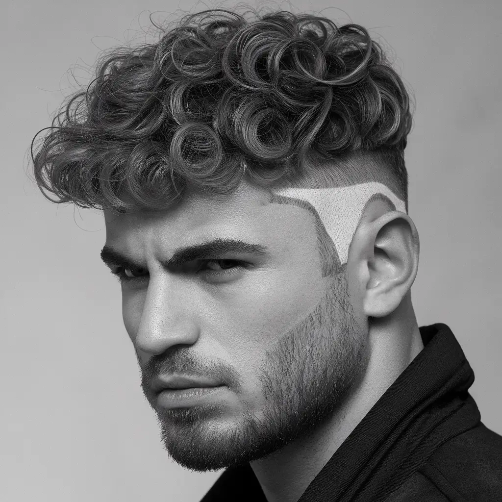Curly Wolf Cut with Sideburns