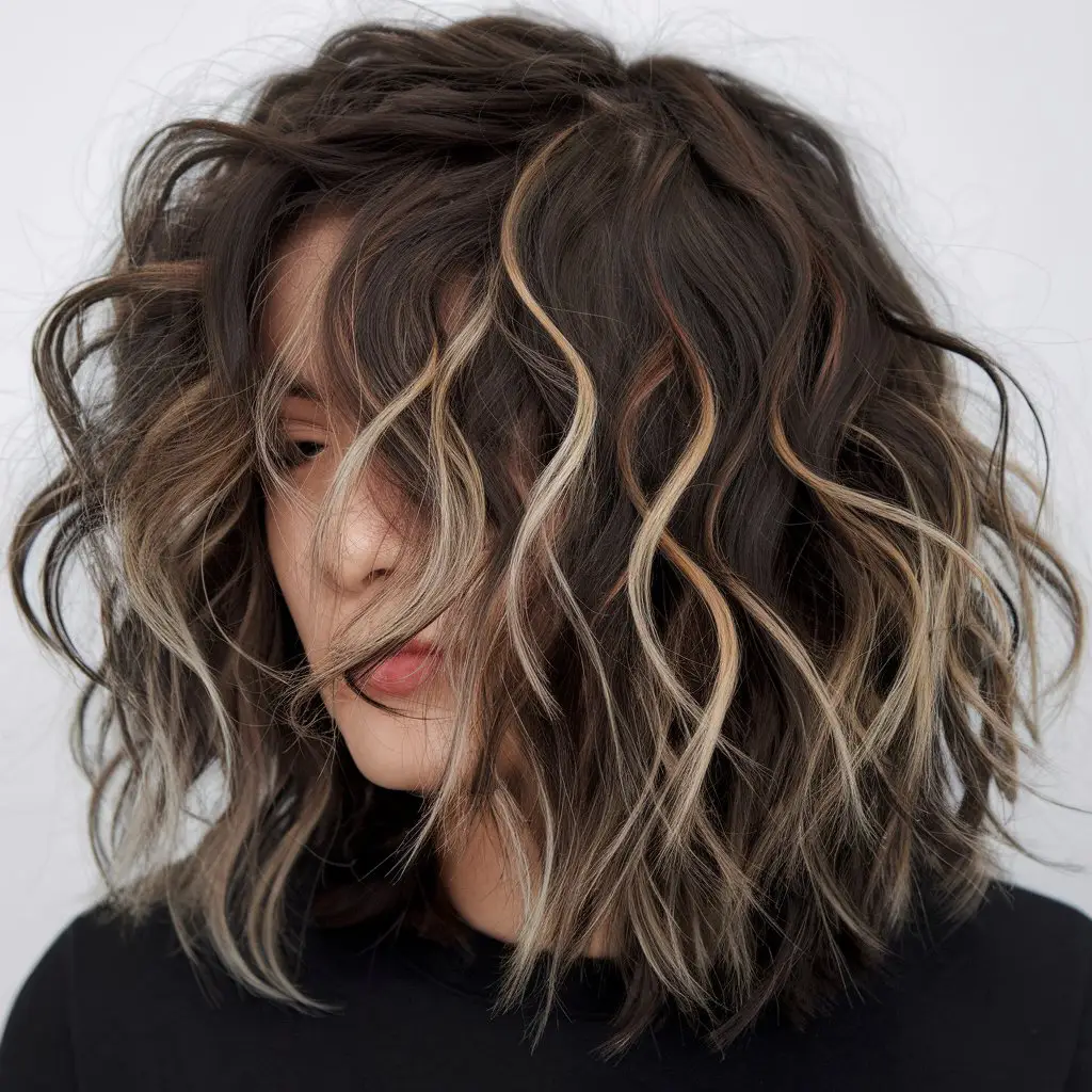 Curly Wolf Cut with Subtle Highlights