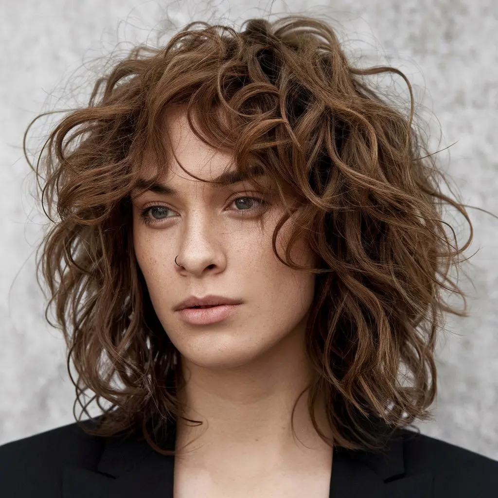 Curly Wolf Cut with Subtle Layers