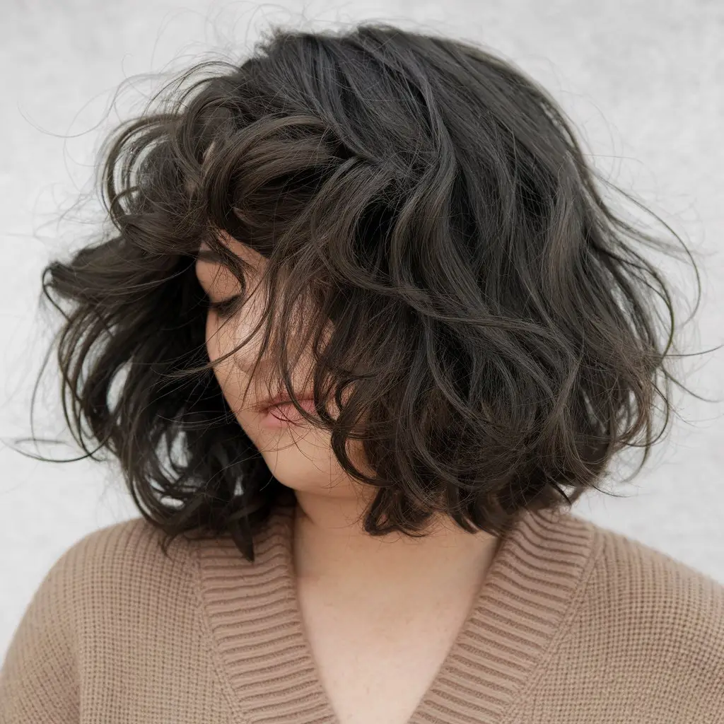 Curly Wolf Cut with Tousled Ends