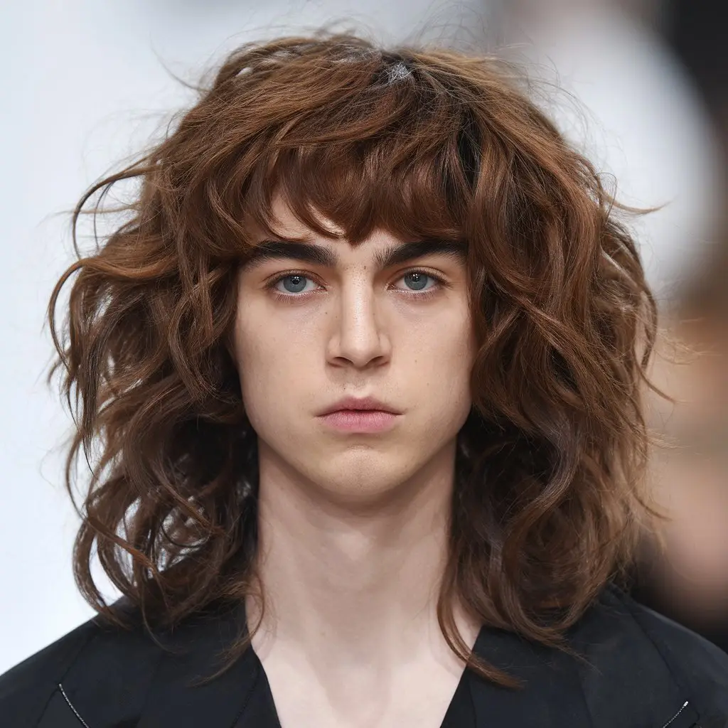 Curly Wolf Cut with a Bold Bang
