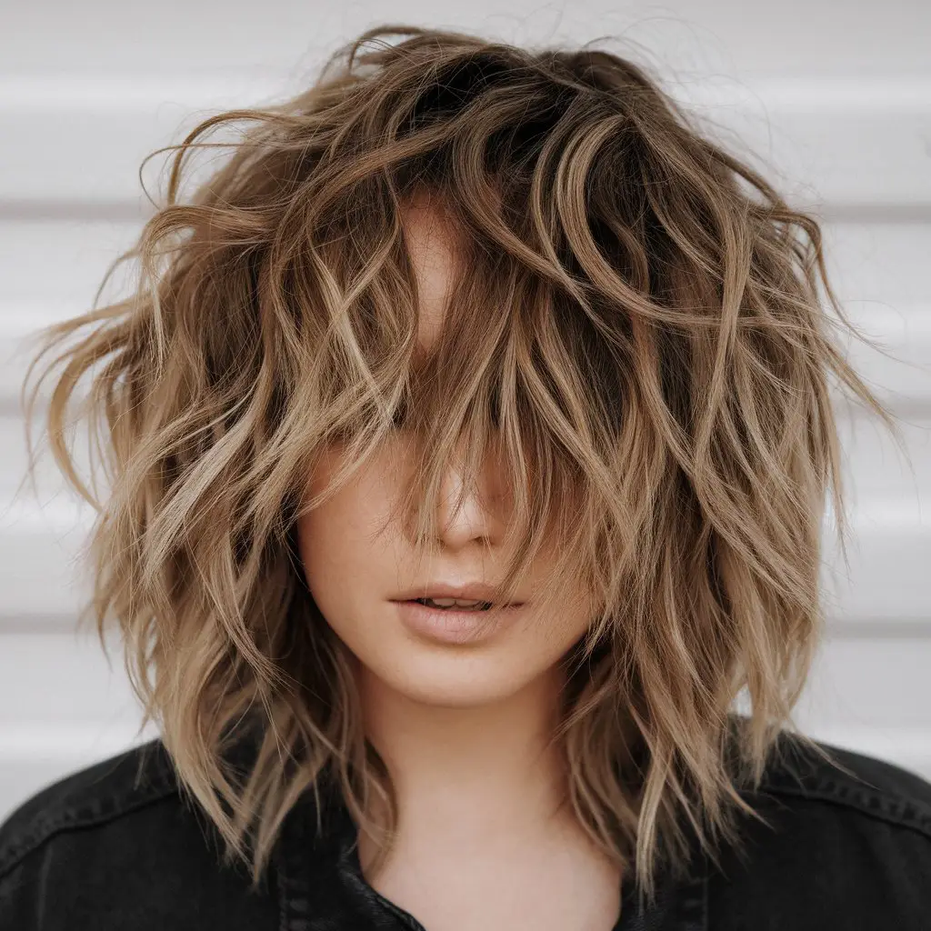 Curly Wolf Cut with a Shaggy Look