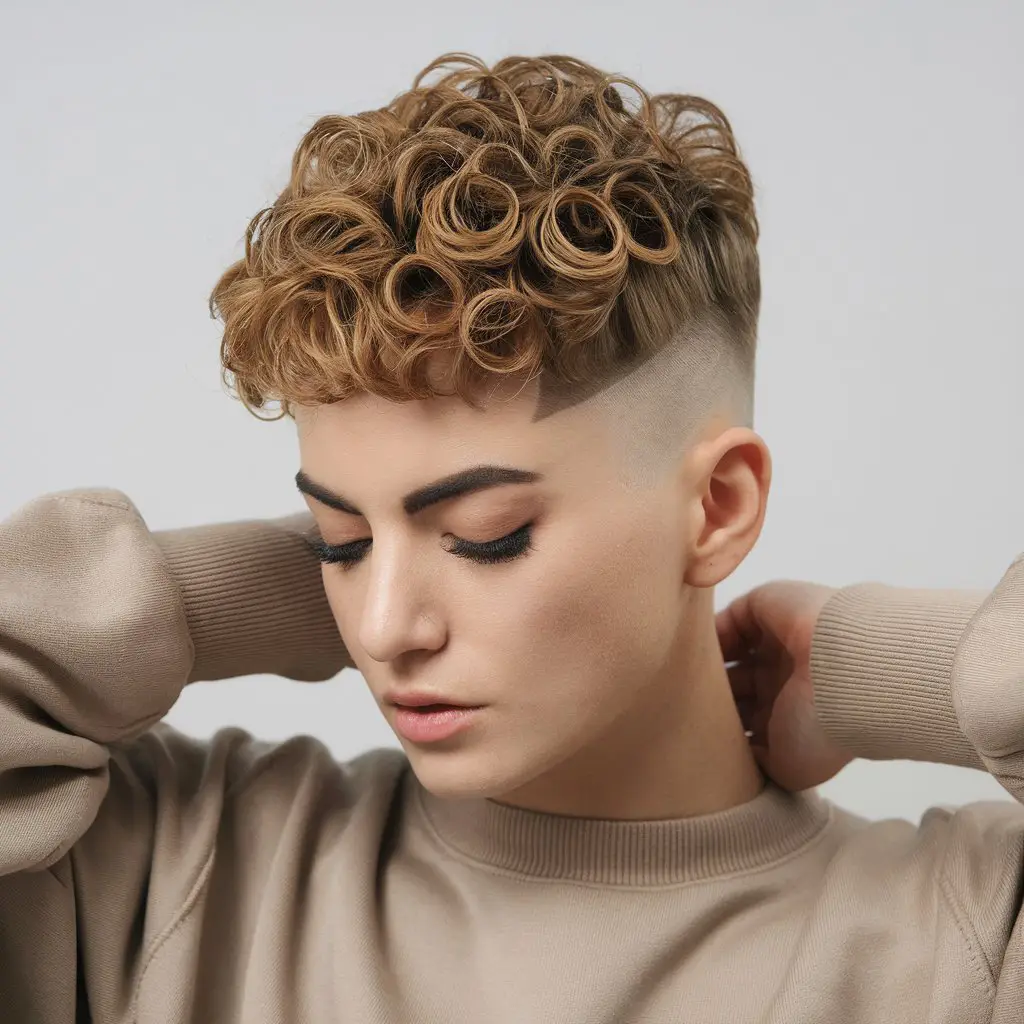 Curly Wolf Cut with a Tapered Back