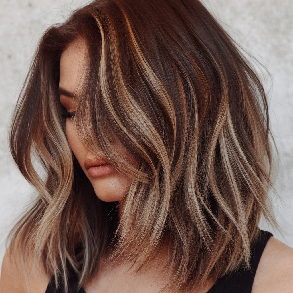 Dark Chocolate Brown with Caramel Highlights