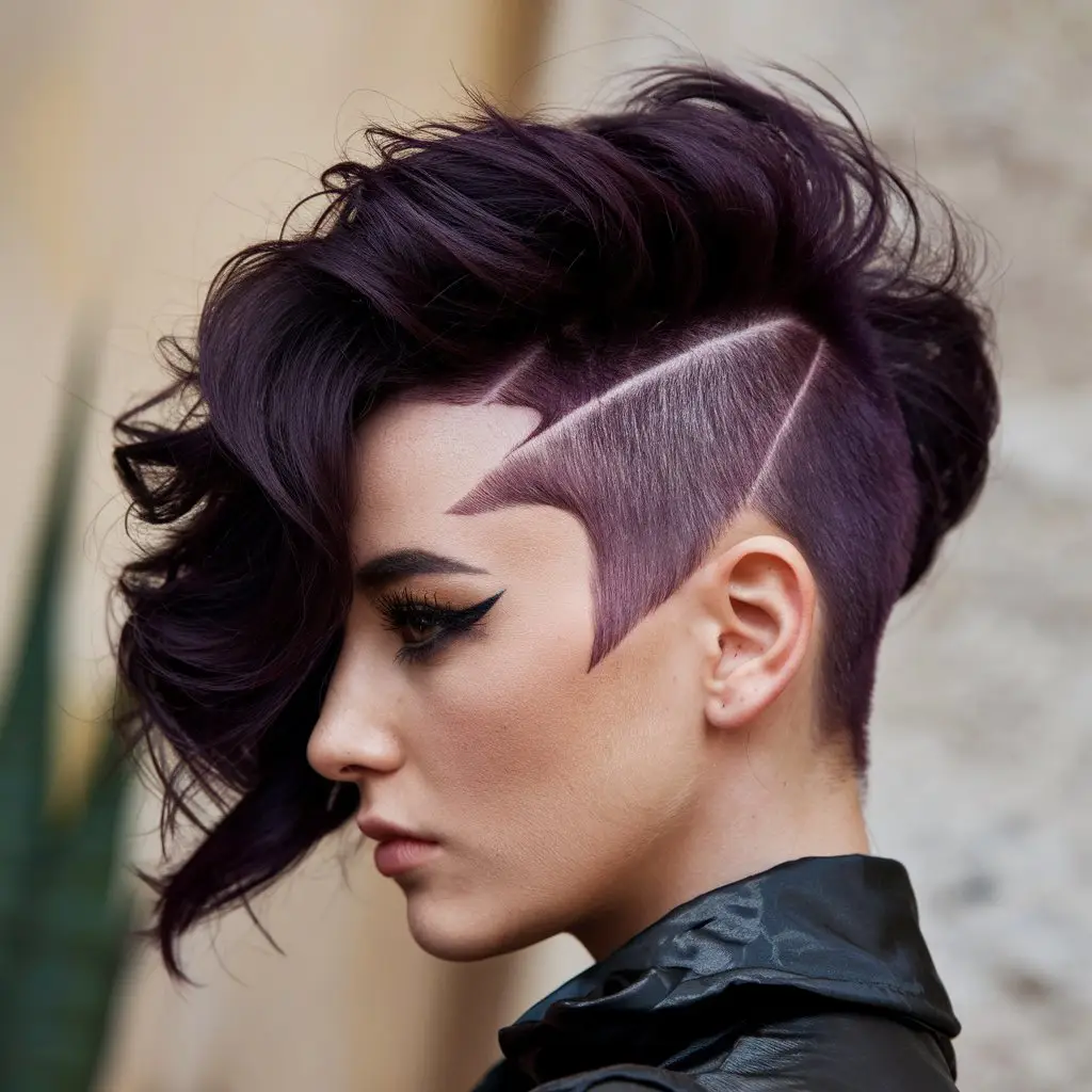  Dark Purple Wolf Cut with Sharp Edges