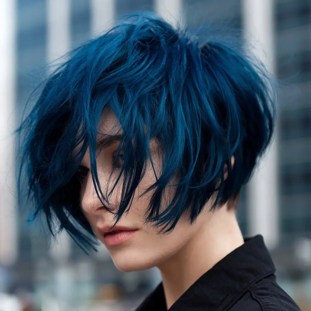 Deep Blue with Tousled Ends