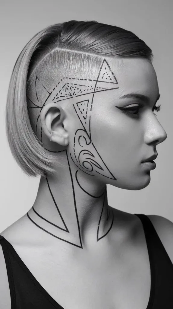 Geometric Design Undercut Bob