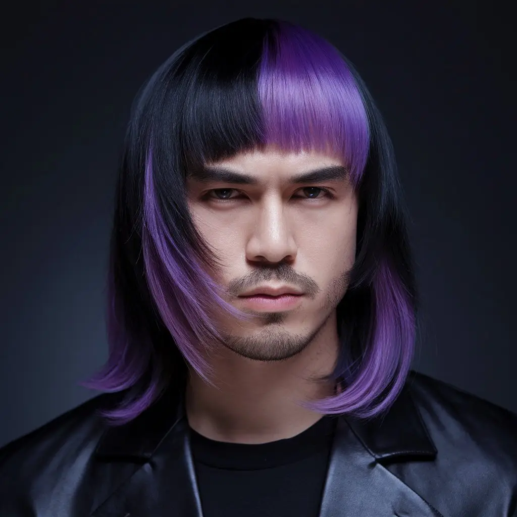 Jet Black with Purple Highlights