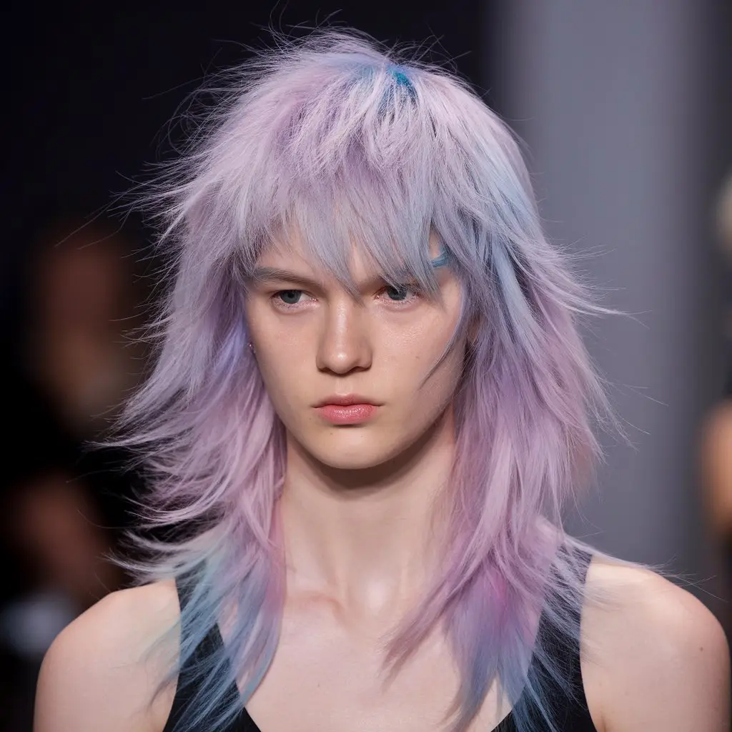 Lavender Blue Wolf Cut with Shaggy Texture