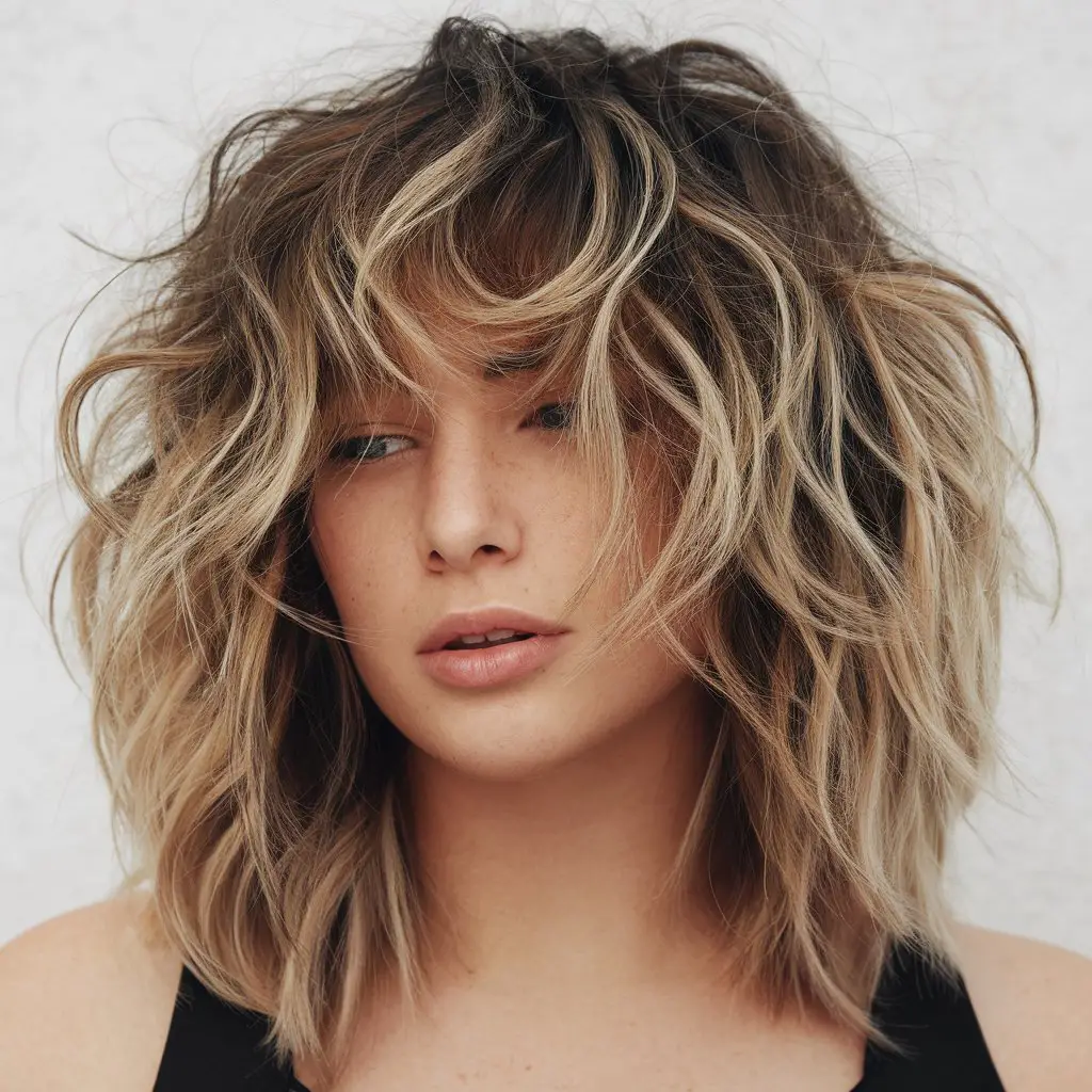 Layered Curly Wolf Cut