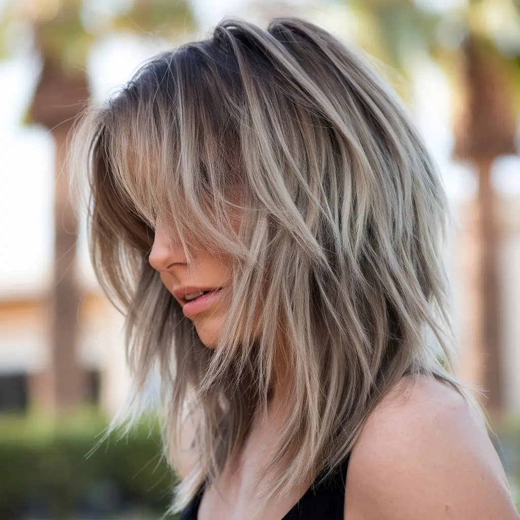 Layered Shag with Beachy Highlights