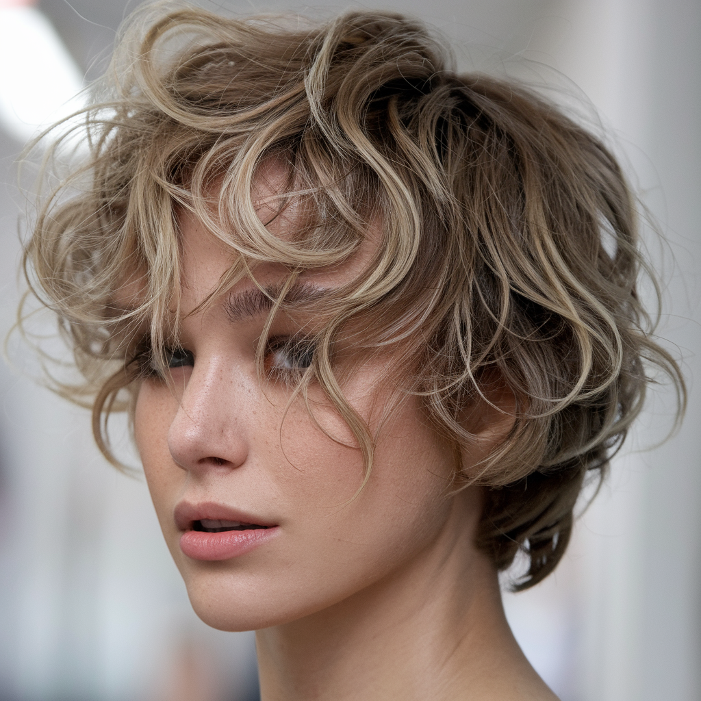 Messy Curly Pixie Cut