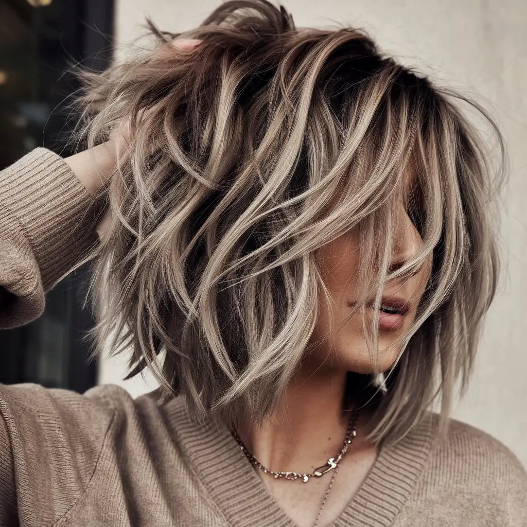 Messy Kitty Cut with Tousled Waves