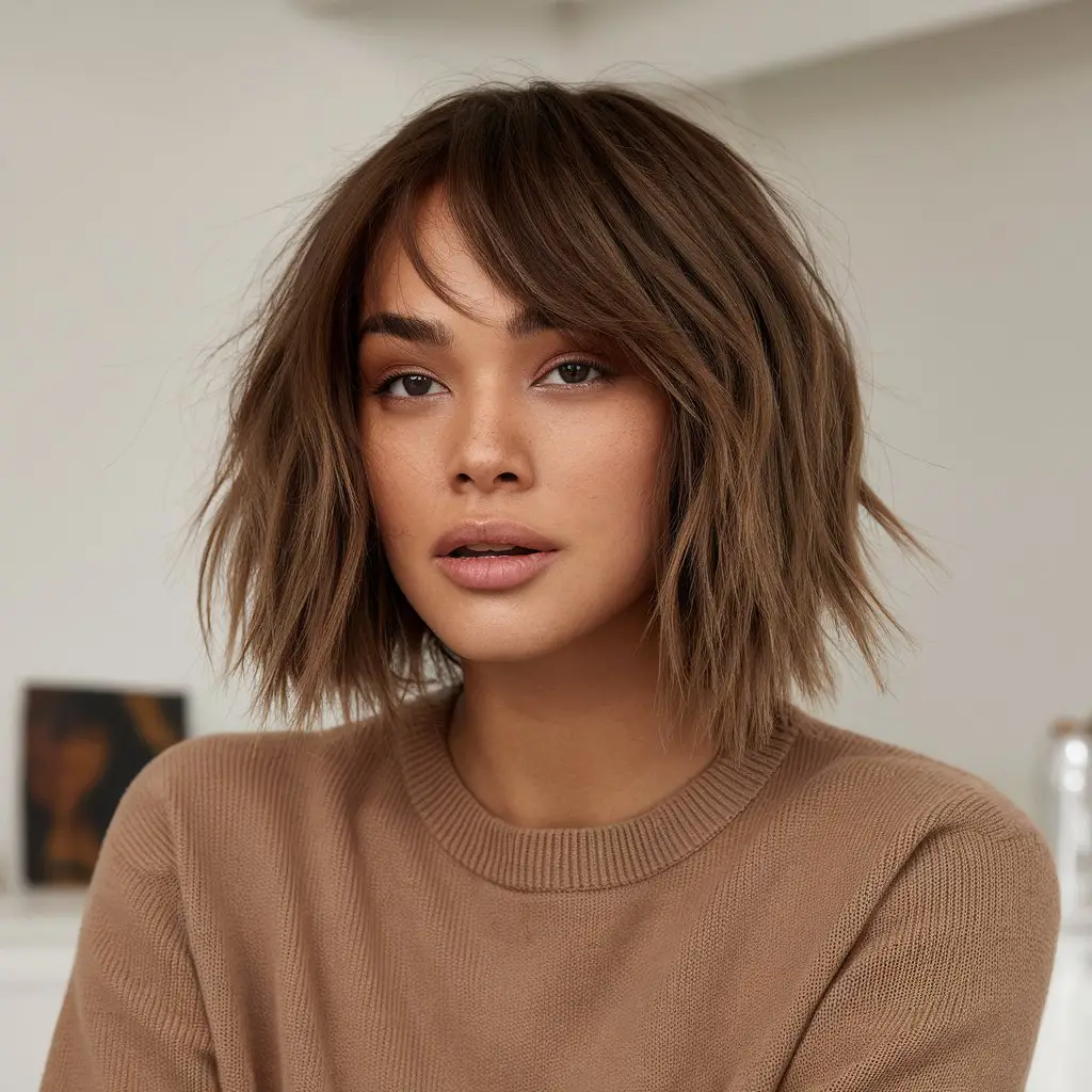 Mocha Brown with Shaggy Bangs