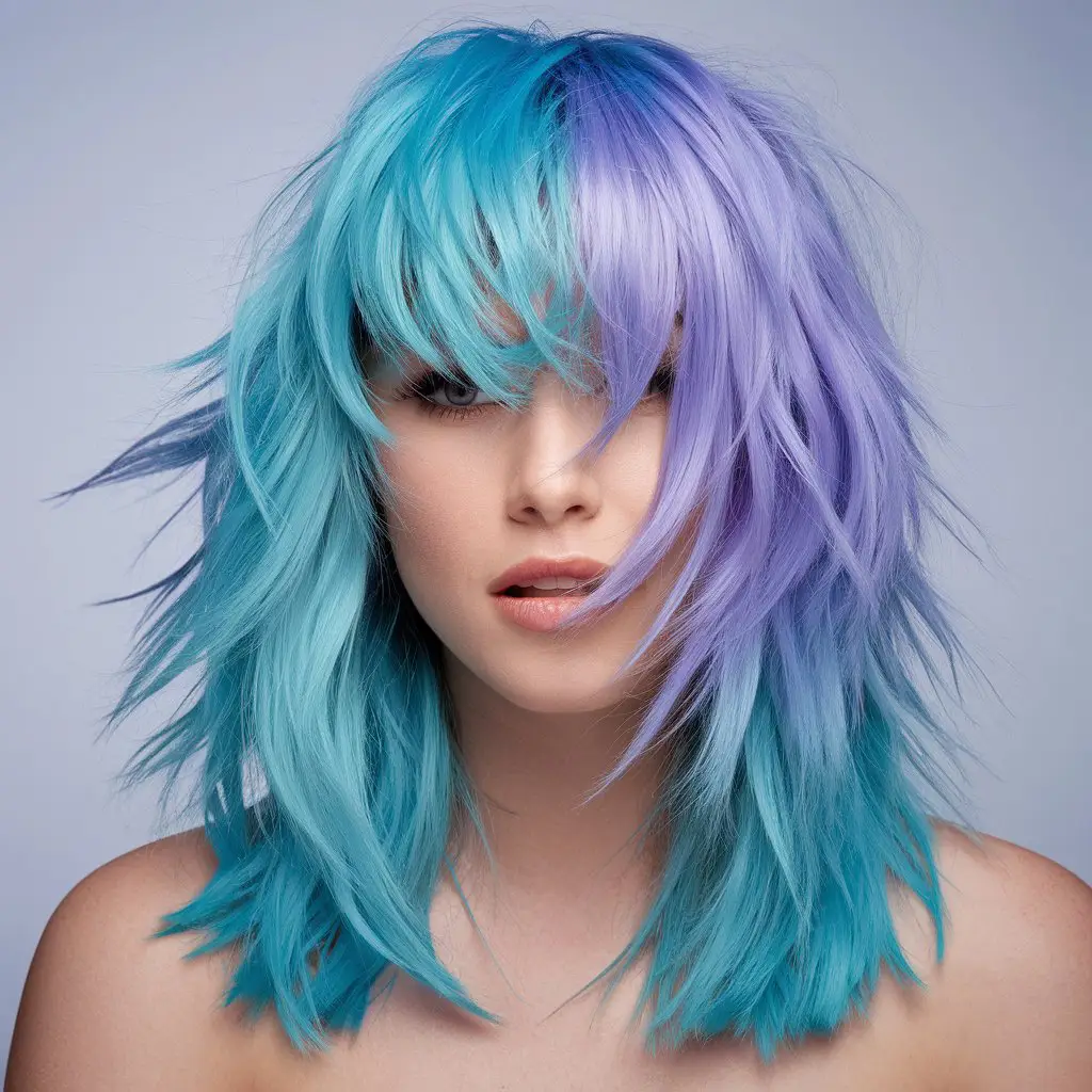 Ocean Blue and Purple Shag