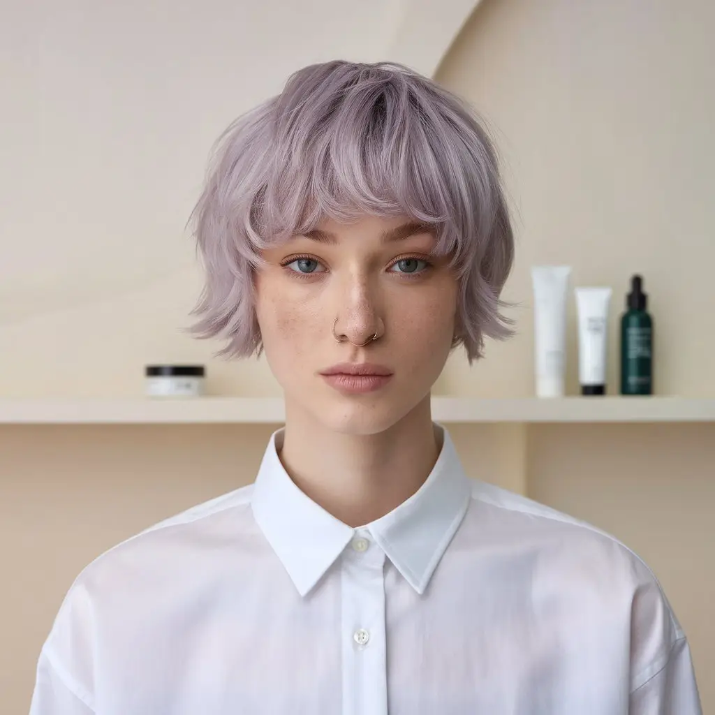 Pastel Lavender with Short Shaggy Layers