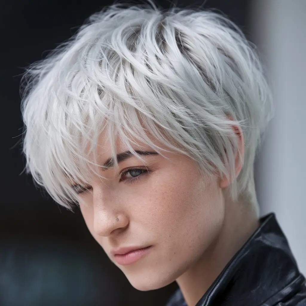 Platinum Blonde with Choppy Layers